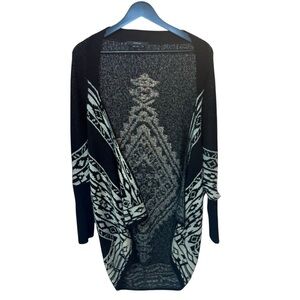 Black & Cream Boho Western Chic Statement Knit Wrap Vertigo Small Med Oversized